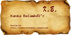 Kanka Balambér névjegykártya